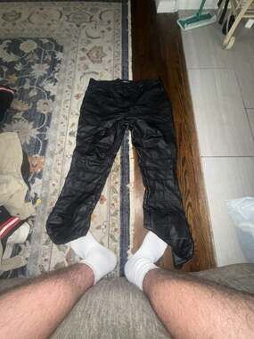 Nova Men Faux Leather Stacked Flared Pants Size 36 Black